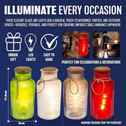 Set Of 2 Led Hanging Decoration Jars 18Cm 5 Led Hanging Night Light Lamp Indoor & Outdoor - thumbnail 3