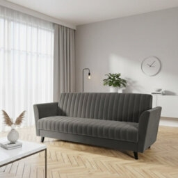 Vinti 3 Seater Click Clack Sofa Bed With Bedding Storage 190 X 115Cm Sleep Area Wooden Legs Grey - thumbnail 1