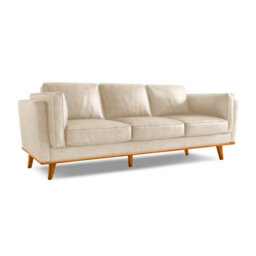 Valencia Artisan Leather Three Seats Sofa Beige Nappa 11000 Top Grain Leather Alder Wood Legs And Frame - thumbnail 1