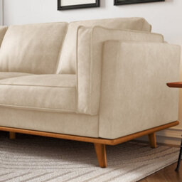 Valencia Artisan Leather Three Seats Sofa Beige Nappa 11000 Top Grain Leather Alder Wood Legs And Frame - thumbnail 7