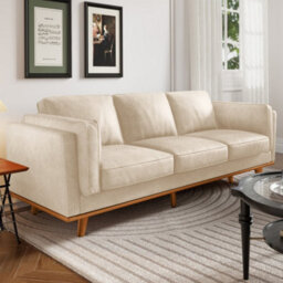 Valencia Artisan Leather Three Seats Sofa Beige Nappa 11000 Top Grain Leather Alder Wood Legs And Frame - thumbnail 5