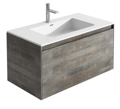 Plum&clay Rigel Metallic Wall Hung Bathroom Vanity Unit With White Basin (W)900mm (H)450mm - image 1