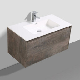 Plum&clay Rigel Metallic Wall Hung Bathroom Vanity Unit With White Basin (W)900mm (H)450mm - thumbnail 4