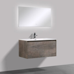 Plum&clay Rigel Metallic Wall Hung Bathroom Vanity Unit With White Basin (W)900mm (H)450mm - thumbnail 3