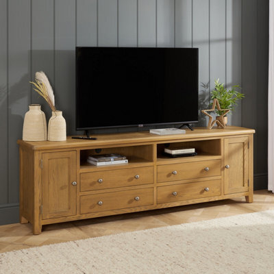 The Furniture Market Cotswold Rustic Oak Xxl Widescreen Tv Unit - image 1