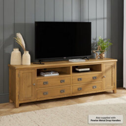 The Furniture Market Cotswold Rustic Oak Xxl Widescreen Tv Unit - thumbnail 2