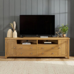 The Furniture Market Cotswold Rustic Oak Xxl Widescreen Tv Unit - thumbnail 3