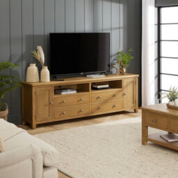 The Furniture Market Cotswold Rustic Oak Xxl Widescreen Tv Unit - thumbnail 4