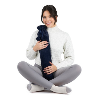 Livivo Wrap-Around Long Hot Water Bottle - Navy Plush - image 1