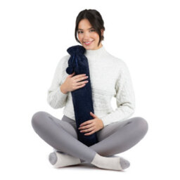 Livivo Wrap-Around Long Hot Water Bottle - Navy Plush - thumbnail 1