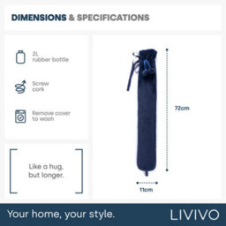 Livivo Wrap-Around Long Hot Water Bottle - Navy Plush - thumbnail 9