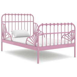 Vidaxl Extendable Bed Frame Without Mattress Pink Metal 80X130/200 Cm - thumbnail 1