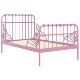 Vidaxl Extendable Bed Frame Without Mattress Pink Metal 80X130/200 Cm - thumbnail 2