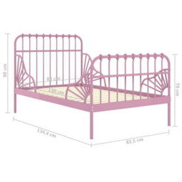 Vidaxl Extendable Bed Frame Without Mattress Pink Metal 80X130/200 Cm - thumbnail 7