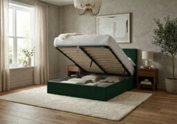 Adore Designs Stafford Plush Velvet Ottoman Sleigh Bed - 3Ft Single - Emerald Green - thumbnail 2