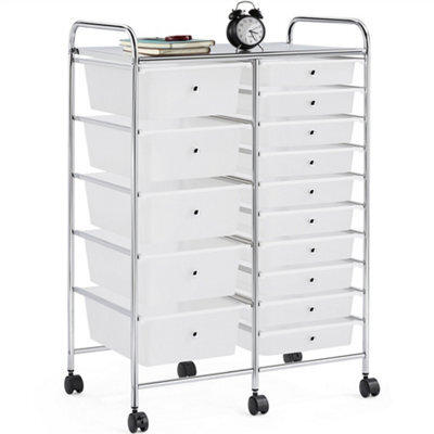 Yaheetech 15 Drawer Rolling Storage Cart Bin For Office Home White - image 1