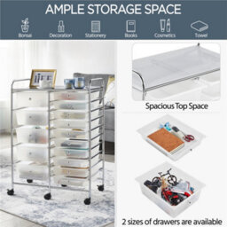 Yaheetech 15 Drawer Rolling Storage Cart Bin For Office Home White - thumbnail 5