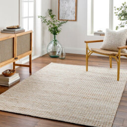 Livabliss Priya-Hand Woven Off-White Tan Jute Wool Modern High Pile Living Dining Bedroom Rug 183 X 275 Cm Easy Care, Non Shedding