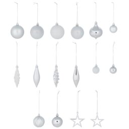 Plastic Tonal Christmas Bauble Set, Pack Of 40 - Silver - thumbnail 2