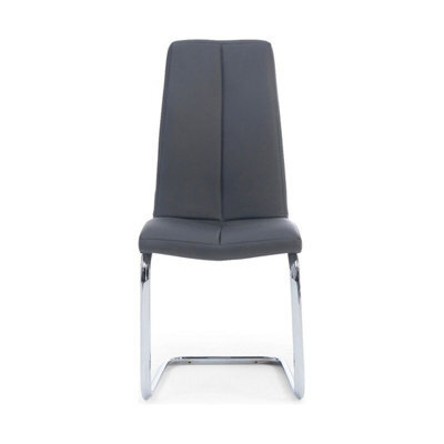 Furniture 48 Tarin Grey Faux Leather Dining Chairs (Pair)