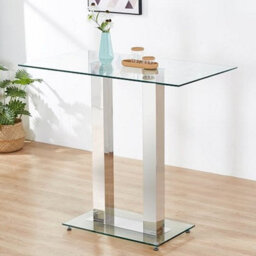 Furniture in Fashion Jet Rectangular Clear Glass Bar Table With Chrome Supports - thumbnail 2