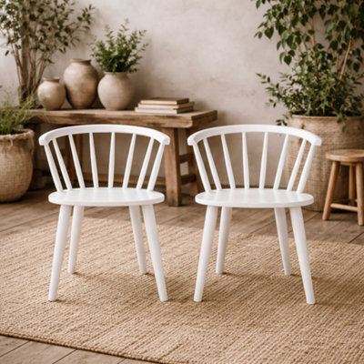 Wyld Haus Set Of 2 White Rubberwood Dining Chairs Modern Slatted Back - image 1