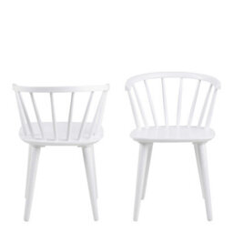 Wyld Haus Set Of 2 White Rubberwood Dining Chairs Modern Slatted Back - thumbnail 3