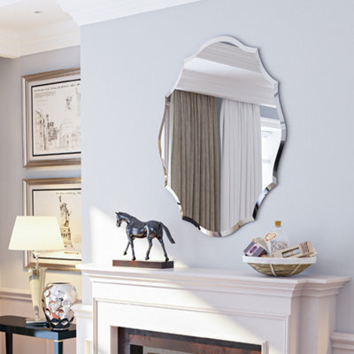 Artloge 63.5X81.3Cm Antique Floral Outcut Oval Wall Mirror Decorative Makeup Vanity Mirror Beveled Edge - image 1