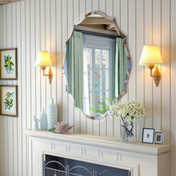 Artloge 63.5X81.3Cm Antique Floral Outcut Oval Wall Mirror Decorative Makeup Vanity Mirror Beveled Edge - thumbnail 7