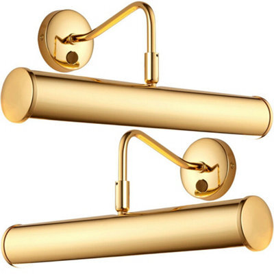 2 Pack Led Twin Picture Wall Light Brass Plate Dimmable 6.2W Bulb Lighting Bar - image 1