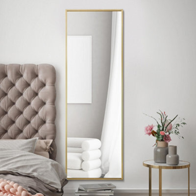 "Mirroroutlet Artus - Gold Aluminium Edged Wall Mirror 47"" X 16"" (120Cm X 40Cm)" - image 1