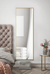 "Mirroroutlet Artus - Gold Aluminium Edged Wall Mirror 47"" X 16"" (120Cm X 40Cm)" - thumbnail 2