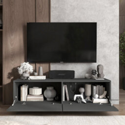 Heze Furniture Enjoy Minimalist Stand Tv Unit 2 Door Design 120Cm - Graphite - thumbnail 3