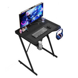 House Of Home Gaming Desk Carbon Fibre Finish Black 80Cm Cup Holder, Headphone Hook - thumbnail 4