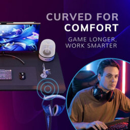 House Of Home Gaming Desk Carbon Fibre Finish Black 80Cm Cup Holder, Headphone Hook - thumbnail 5