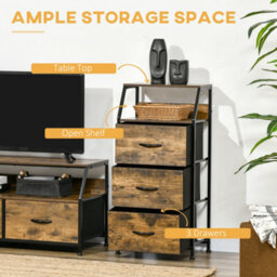 Homcom Industrial 3 Drawers Storage Cabinet W/ Display Shelves For Living Room - thumbnail 4