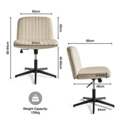 Cream Velvet Desk Chair For Home Office Bedroom Use - thumbnail 2