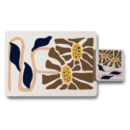 Benjamin Tate Design Sunflower Designer Artwork Placemat And Coaster Set With Wood Base Limited Edition