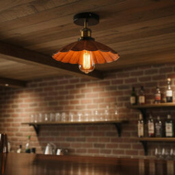 Industrial Semi Flush Light Fitting Metal 22Cm Lampshade E27 Ceiling Lighting Fixture For Indoor Kitchen Dining Room - thumbnail 6