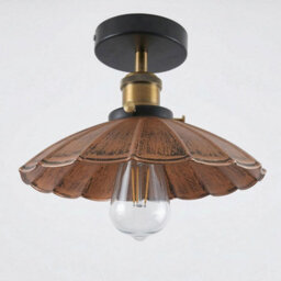 Industrial Semi Flush Light Fitting Metal 22Cm Lampshade E27 Ceiling Lighting Fixture For Indoor Kitchen Dining Room - thumbnail 1