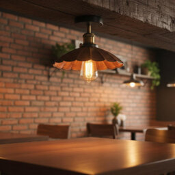 Industrial Semi Flush Light Fitting Metal 22Cm Lampshade E27 Ceiling Lighting Fixture For Indoor Kitchen Dining Room - thumbnail 3