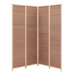 Living And Home 4 Panel Brown Folding Room Divider Indoor Privacy Screen Room Partition 200Cm (W) X 180Cm (H) - thumbnail 5
