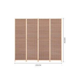 Living And Home 4 Panel Brown Folding Room Divider Indoor Privacy Screen Room Partition 200Cm (W) X 180Cm (H) - thumbnail 9