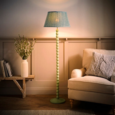 Valuelights Bobbins Pastel Green Floor Lamp With Leaf Pleated Shade And Bulb - image 1