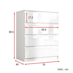 Soho 2 Door Wardrobe, 4 Drawer Chest & Bedside Table Bedroom Set White High Gloss - thumbnail 8