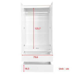 Soho 2 Door Wardrobe, 4 Drawer Chest & Bedside Table Bedroom Set White High Gloss - thumbnail 6