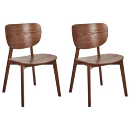 Beliani Set Of 2 Dining Chairs Overly Wood Brown Ash Wood