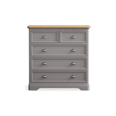 Furniture 48 Ashton Oak And Light Grey Painted 2 Over 3 Chest Of Drawers