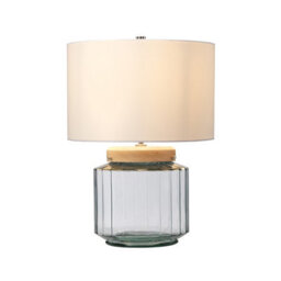 Luminosa Lighting Elstead Luga Table Lamp - Natural, Polished Nickel, Glass - thumbnail 2