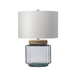 Luminosa Lighting Elstead Luga Table Lamp - Natural, Polished Nickel, Glass - thumbnail 1